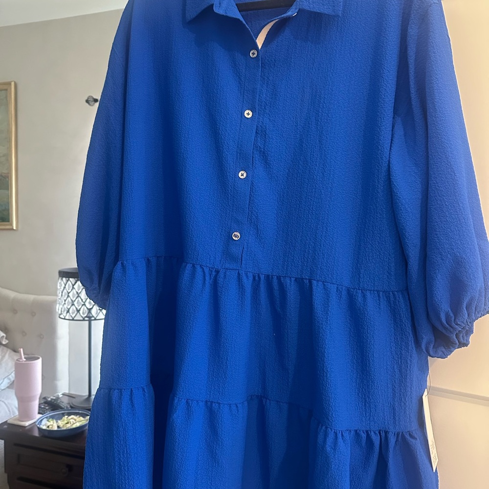 DKNY Royal Blue Long Sleeve Dress
